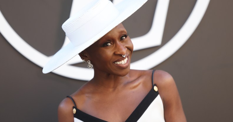 Cynthia Erivo wearing a white hat in Paris, France ahead of the Wicked movie release