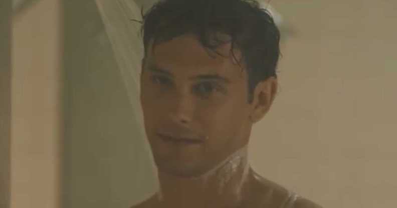 Monsters star Cooper Koch as Erik Menendez during a full-frontal naked shower scene