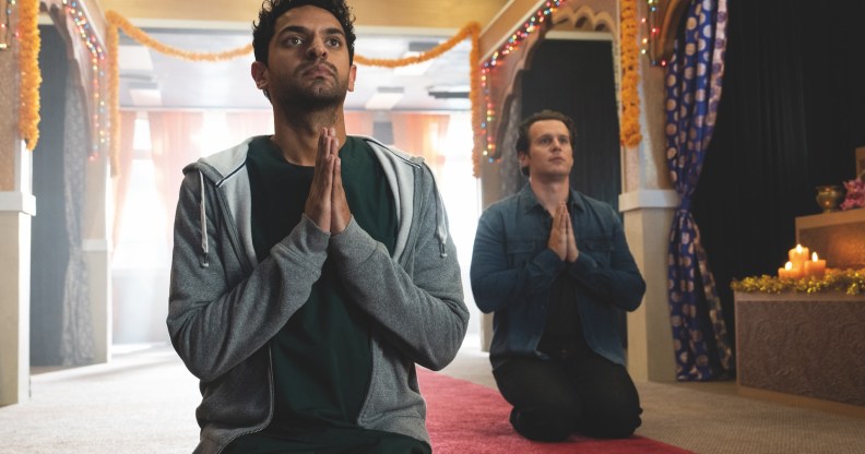 Naveen (Karan Soni) and Jay (Jonathan Groff) in A Nice Indian Boy.