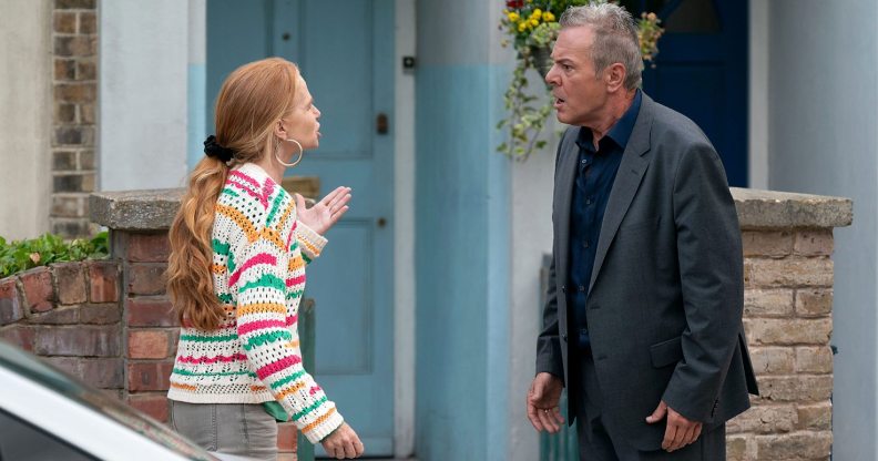 Patsy Palmer (left) as Bianca Jackson and Michael French (right) as David Wicks on EastEnders