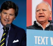 Tucker Carlson (left) and Tim Walz (right)