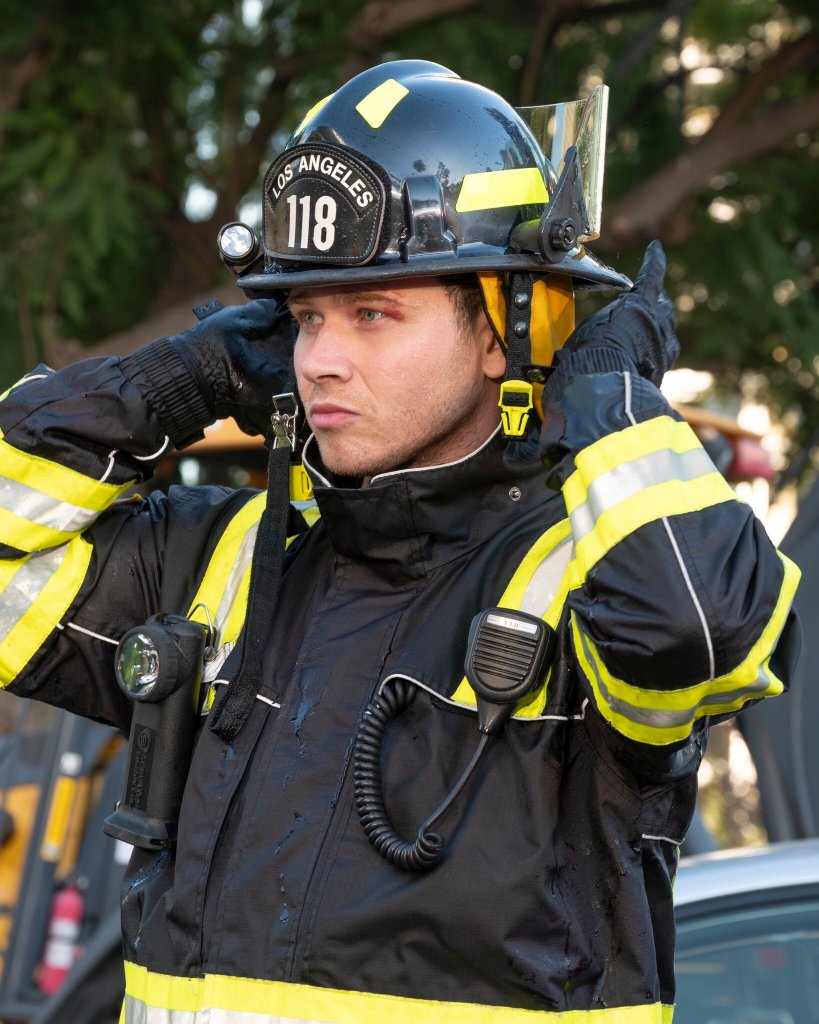 Oliver Stark as Buck in 9-1-1 season 8 episode 8