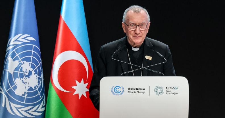 Cardinal Pietro Parolin, Secretary of State of the Holy See speaks at COP29