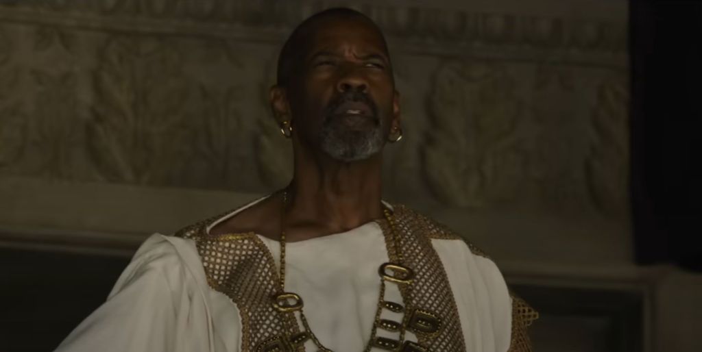 Denzel Washington as Macrinus in Gladiator II (Paramount Pictures)