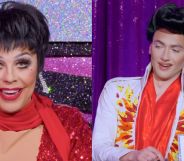 La Voix and Kyran Thrax in Drag Race UK's season six snatch game