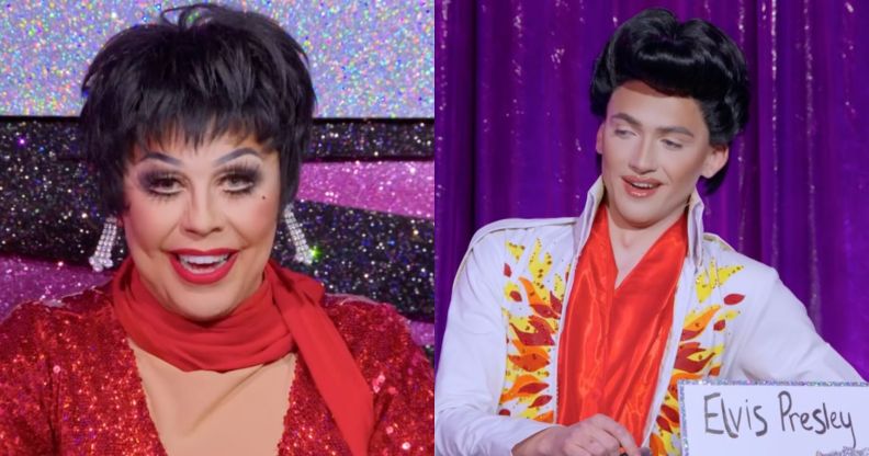 La Voix and Kyran Thrax in Drag Race UK's season six snatch game