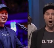 Elon Musk at a trump rally and dana carvey as elon musk on snl.