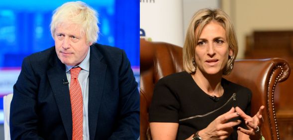 Former UK Prime Minister Boris Johnson and journalist Emily Maitlis