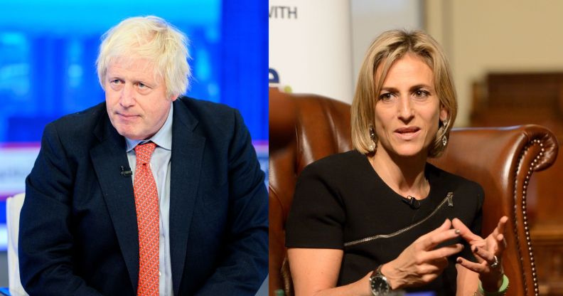 Former UK Prime Minister Boris Johnson and journalist Emily Maitlis