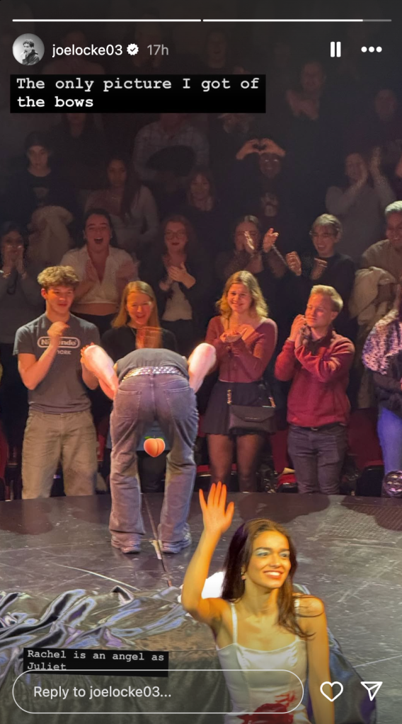 A photo of Kit Connor bowing after a performance of Romeo and Juliet 