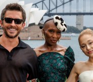 SYDNEY, AUSTRALIA - NOVEMBER 05: (L-R) Jonathan Bailey, Cynthia Erivo and Ariana Grande pose for a photocall for the Australian premiere of "Wicked" at on November 05, 2024 in Sydney, Australia. (Photo by Brendon Thorne/Getty Images)