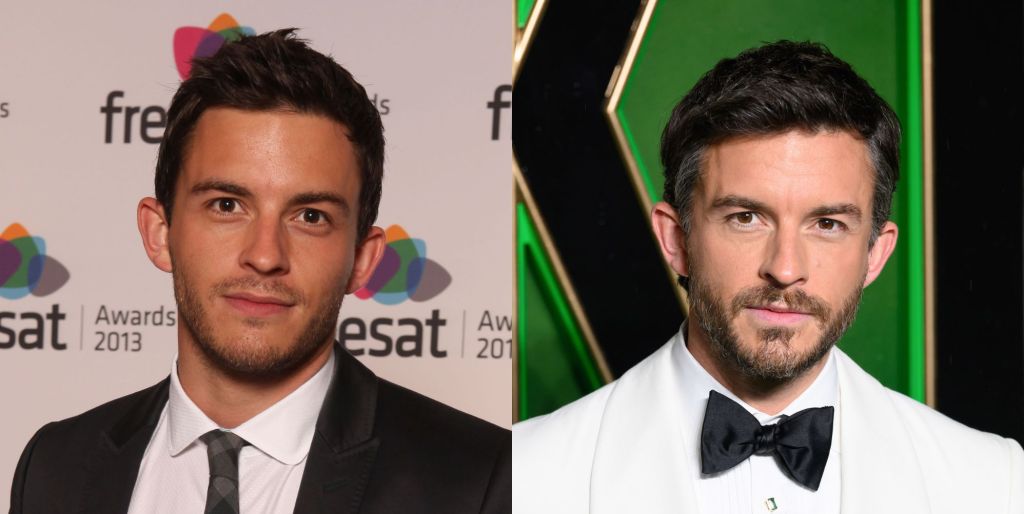 Two photos of Jonathan Bailey, in 2013 and 2024.