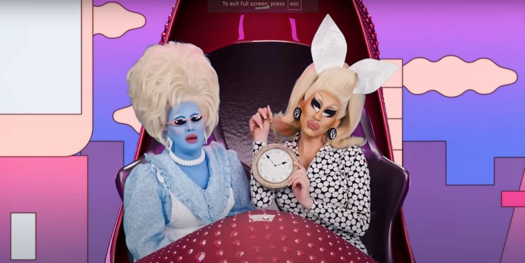 Juno Birch and Trixie Mattel in YouTube's recent A Drag Adventure Story video. (YouTube)