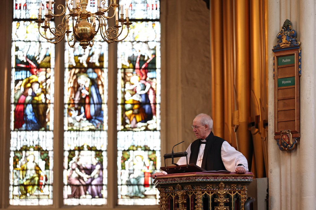 Archbishop of Canterbury Justin Welby speaks during a service held for the new UK Parliament at Westminster Abbey