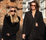 Kate Cassidy and Damian Hurley attend the funeral for singer Liam Payne, former member of One Direction.