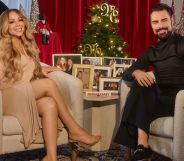 Mariah Carey and Rylan Clark on the set of Mariah Meets Rylan.