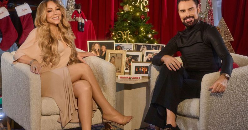 Mariah Carey and Rylan Clark on the set of Mariah Meets Rylan.