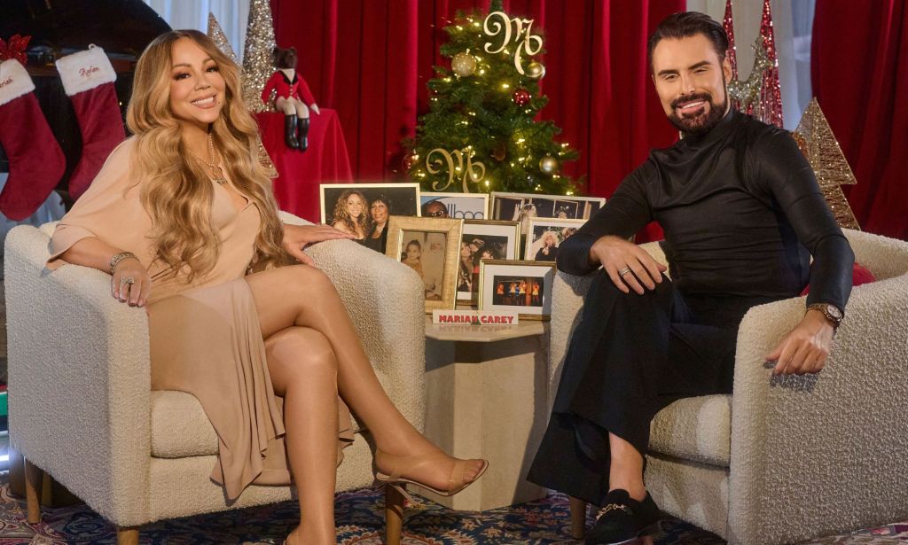 Mariah Carey and Rylan Clark on the set of Mariah Meets Rylan.