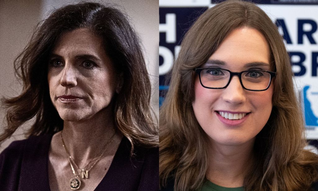 A split image of Nancy Mace and Sarah McBride