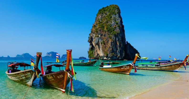 Thailand, Krabi province, Railay beach, Hat Tham Phra Nang beach