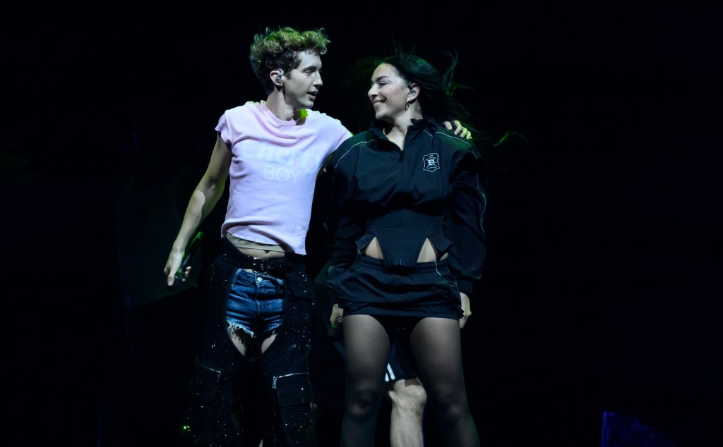 Charli XCX joins Troye Sivan on stage during the Something to Give Each Other Tou