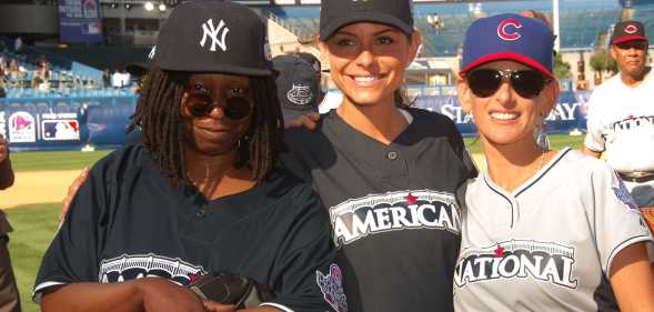 Whoopi Goldberg, Maria Menounos and Marlee Matlin during the 2008 MLB All-Star Week Taco Bell All-Star Legends & Celebrity Softball Game at Yankee Stadium.