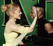 Ariana Grande and Cynthia Ervivo at Wicked premiere