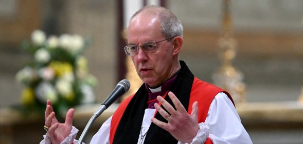 The archibishop of Canterbury Justin Welby presides over the celebration of vespers, on the solemnity of the conversion of Saint Paul.