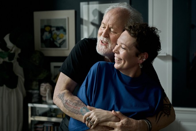 Jimpa still: John Lithgow hugging Olivia Colman.