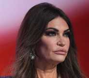 Kimberly Guilfoyle speaks during preparations for the second day of the Republican National Convention at the Fiserv Forum.