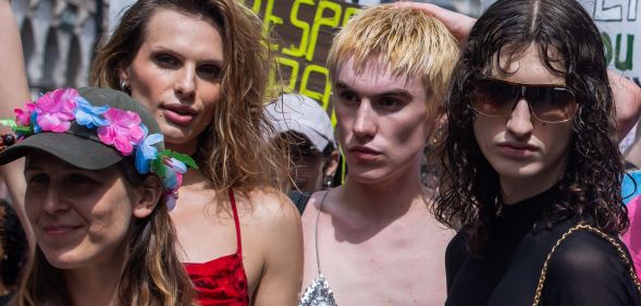 A group of trans people at a protest.