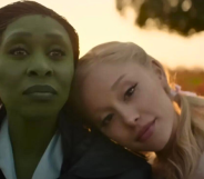 Still of Glinda and Elphaba in the Wicked: Part One movie.