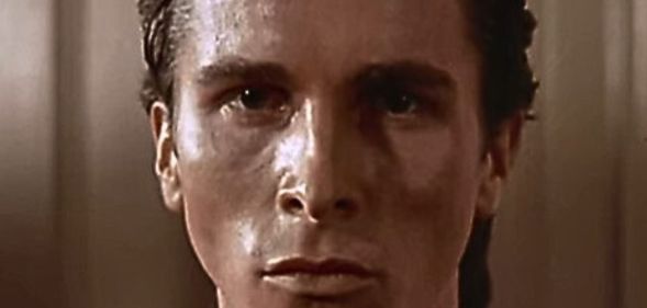 A close-up of Patrick Bateman in American Psycho.