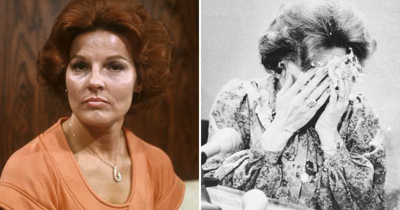 Anita Bryant, the left image shows her covered in pie