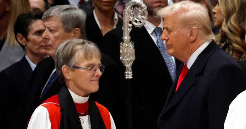 US president Donald Trump and Bishop Mariann Edgar Budde.