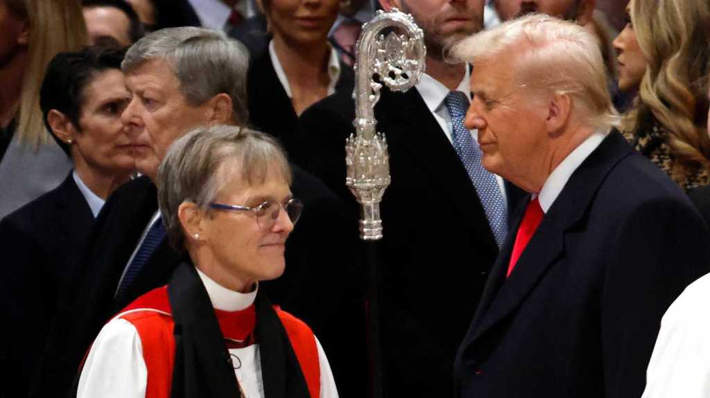 US president Donald Trump and Bishop Mariann Edgar Budde.