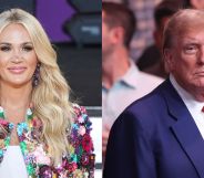 On the left, Carrie Underwood in a colourful blazer performing on Good Morning America. On the right, Donald Trump wears a blue blazer, red tie and white shirt at an event.