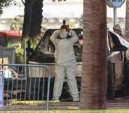 The destroyed Cybertruck in Las Vegas