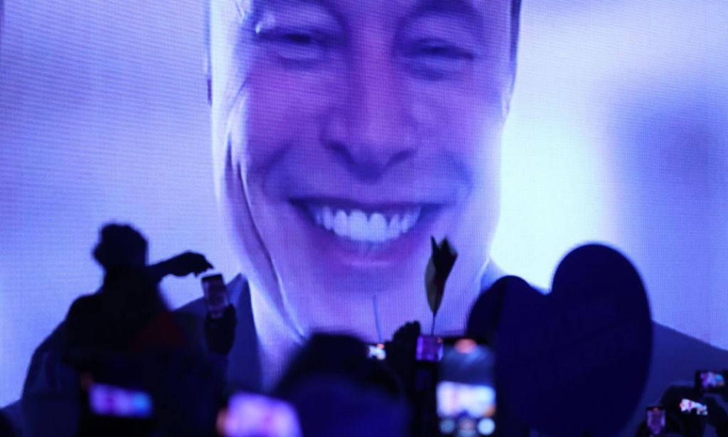 Elon Musk during an AfD campaign rally.