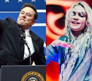 A split image if Elon Musk (left) and Grimes (right)