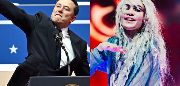 A split image if Elon Musk (left) and Grimes (right)