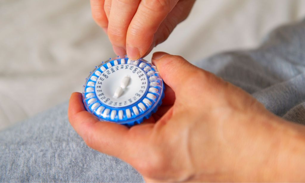 A capsule containing hormone replacement therapy (HRT) pills.