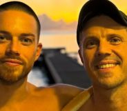 Jake Shears with his new partner, Jon Reynolds.