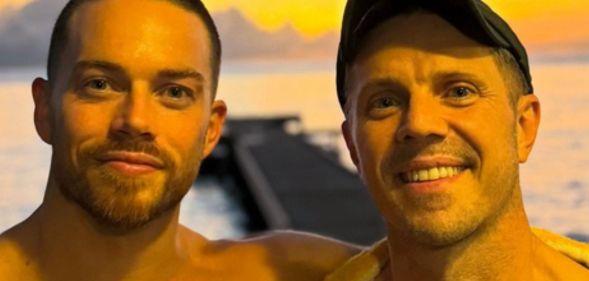 Jake Shears with his new partner, Jon Reynolds.