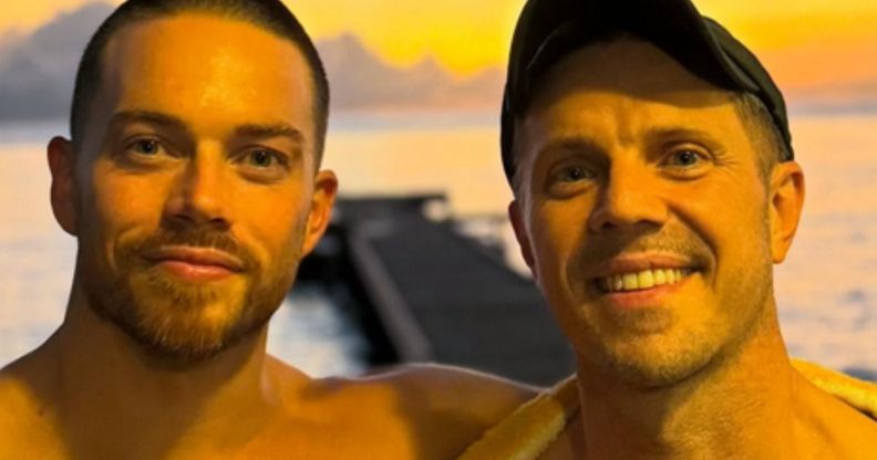 Jake Shears with his new partner, Jon Reynolds.