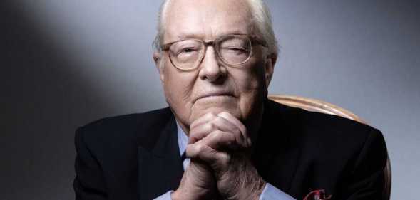 Jean-Marie Le Pen looks on as he poses during a photo session at his home in Saint-Cloud, suburbs of Paris, on January 14, 2021.