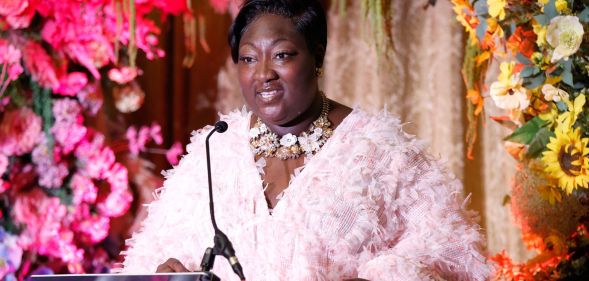 Phyll Opoku-Gyimah speaks onstage at the Kaleidoscope Trust Gala Dinner 2022 at The Institute of Directors on October 07, 2022 in London, England