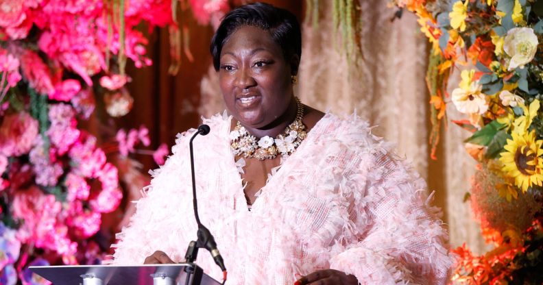 Phyll Opoku-Gyimah speaks onstage at the Kaleidoscope Trust Gala Dinner 2022 at The Institute of Directors on October 07, 2022 in London, England