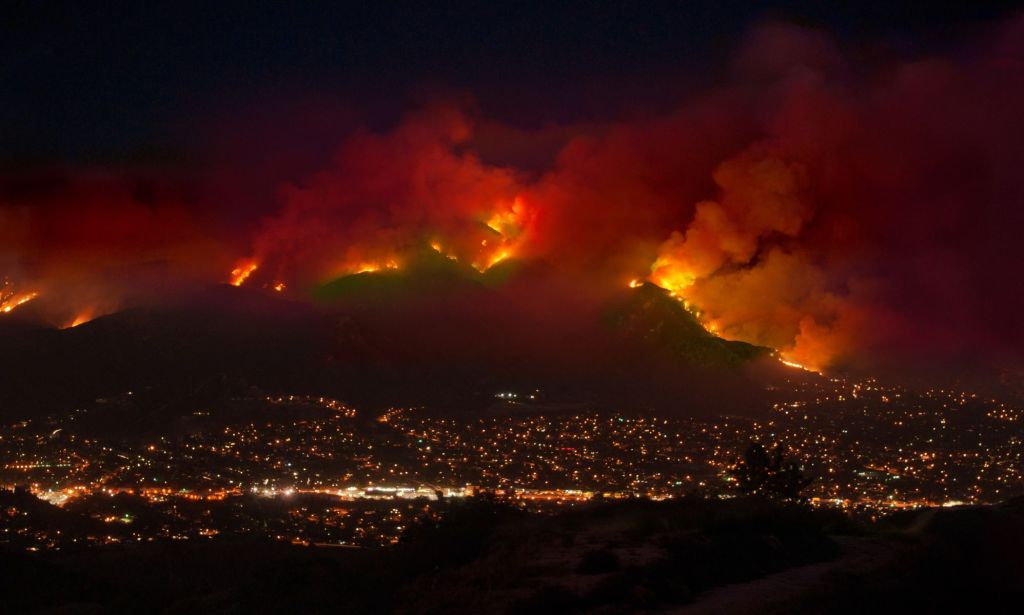 An overhead shot of the fires in Los Angeles.