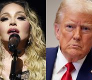 A split image of Donald Trump and Madonna.